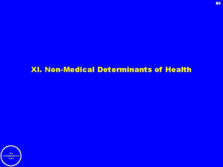 80 XI. Non-Medical Determinants of Health THE COMMONWEALTH FUND 