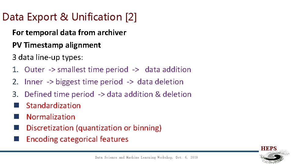 Data Export & Unification [2] For temporal data from archiver PV Timestamp alignment 3