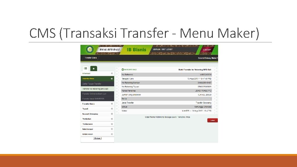 CMS (Transaksi Transfer - Menu Maker) 