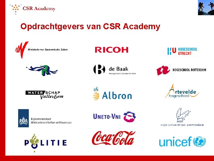 Opdrachtgevers van CSR Academy 