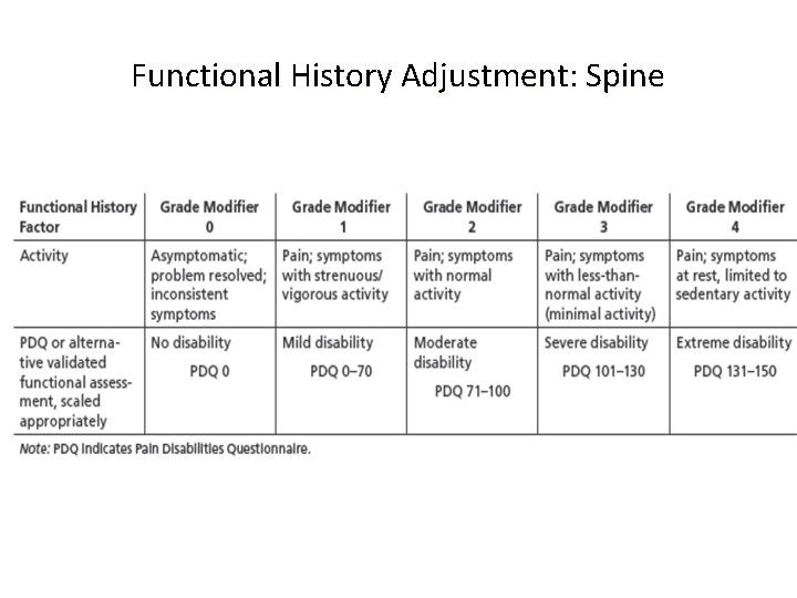 Functional History Adjustment: Spine 