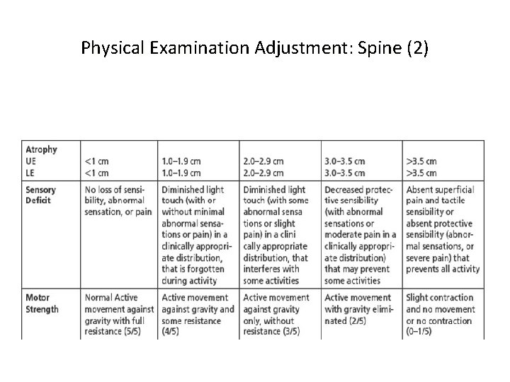 Physical Examination Adjustment: Spine (2) 