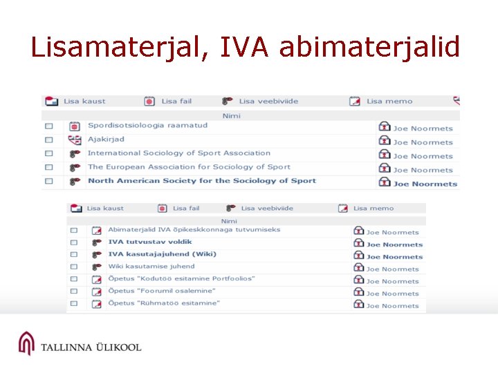 Lisamaterjal, IVA abimaterjalid 