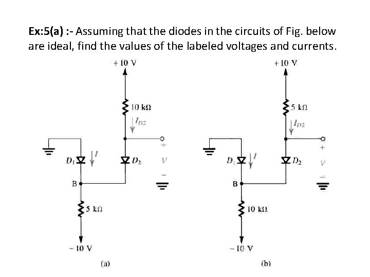 Ex: 5(a) : - Assuming that the diodes in the circuits of Fig. below