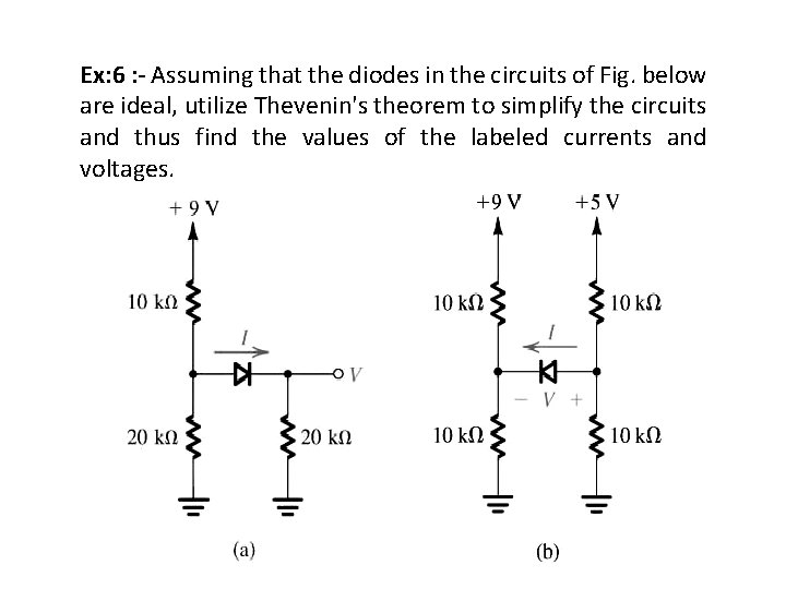 Ex: 6 : - Assuming that the diodes in the circuits of Fig. below