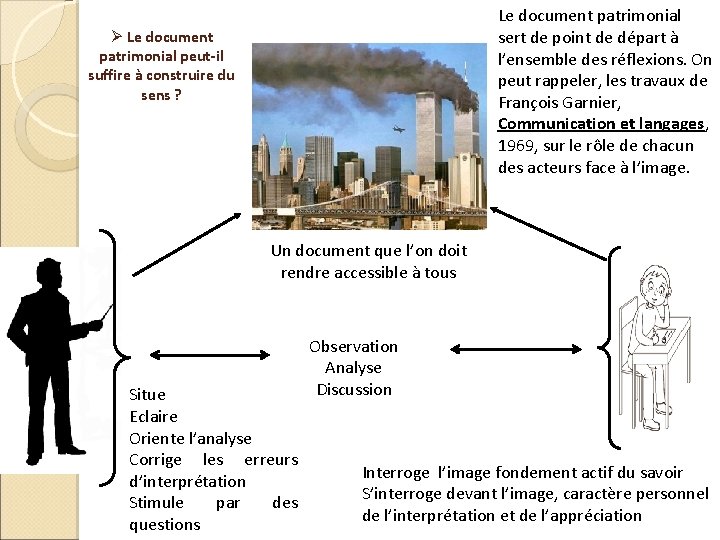 Le document patrimonial sert de point de départ à l’ensemble des réflexions. On peut