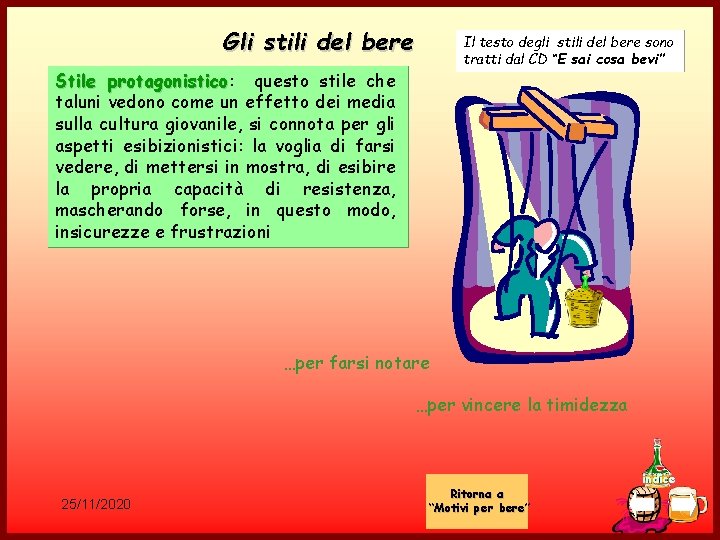 Gli stili del bere Il testo degli stili del bere sono tratti dal CD