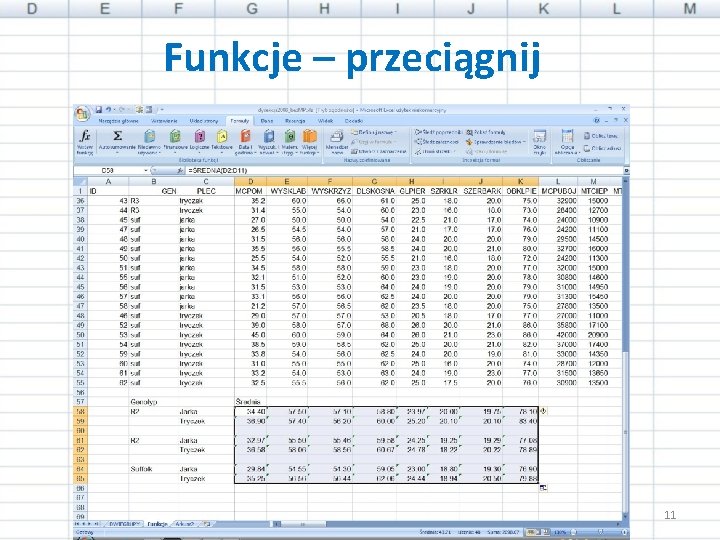 Funkcje – przeciągnij 11 