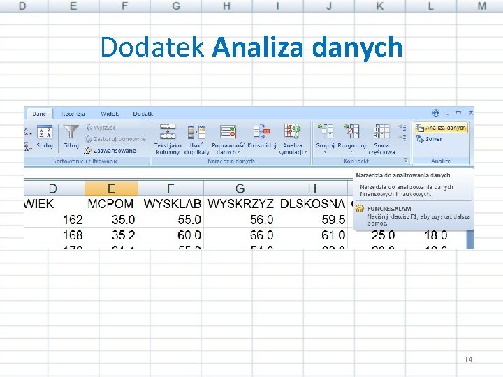 Dodatek Analiza danych 14 