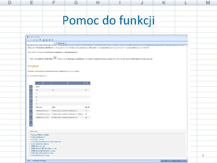 Pomoc do funkcji 8 