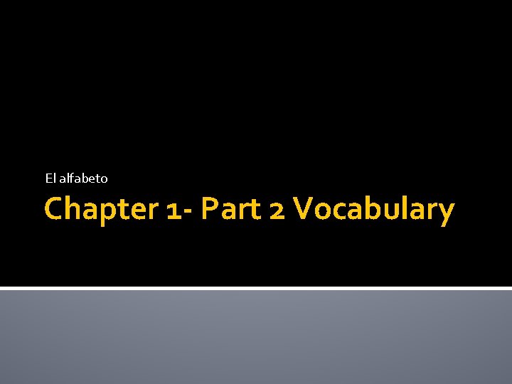 El alfabeto Chapter 1 - Part 2 Vocabulary 
