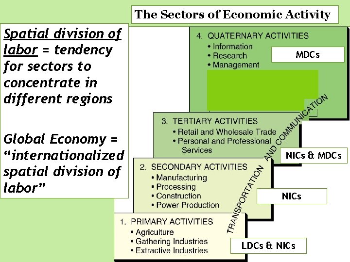 The Sectors of Economic Activity Spatial division The authors of the of labor =