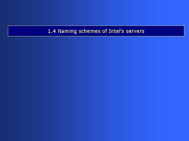 1. 4 Naming schemes of Intel’s servers 