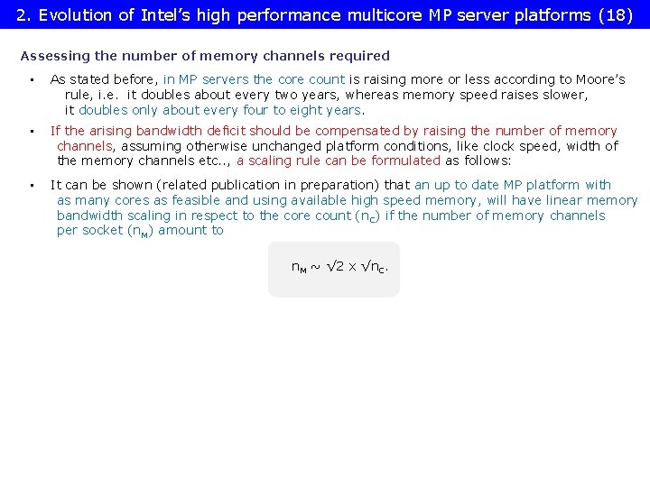 2. Evolution of Intel’s high performance multicore MP server platforms (18) Assessing the number