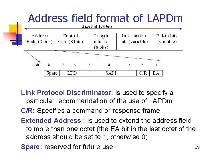 Address field format of LAPDm Link Protocol Discriminator: is used to specify a particular