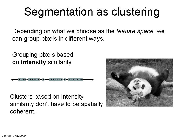 Segmentation as clustering Depending on what we choose as the feature space, we can