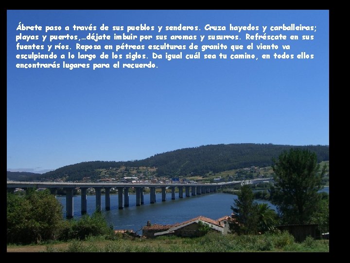 Ábrete paso a través de sus pueblos y senderos. Cruza hayedos y carballeiras; playas