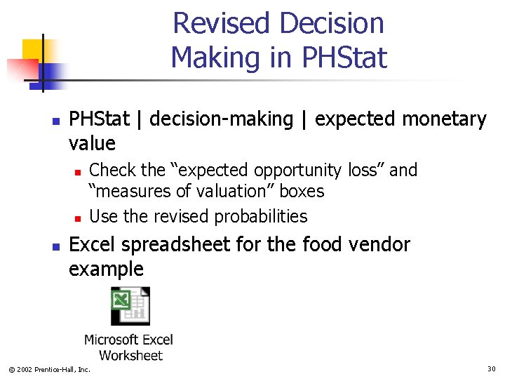 Revised Decision Making in PHStat | decision-making | expected monetary value n n n Revised Decision Making in PHStat | decision-making | expected monetary value n n n