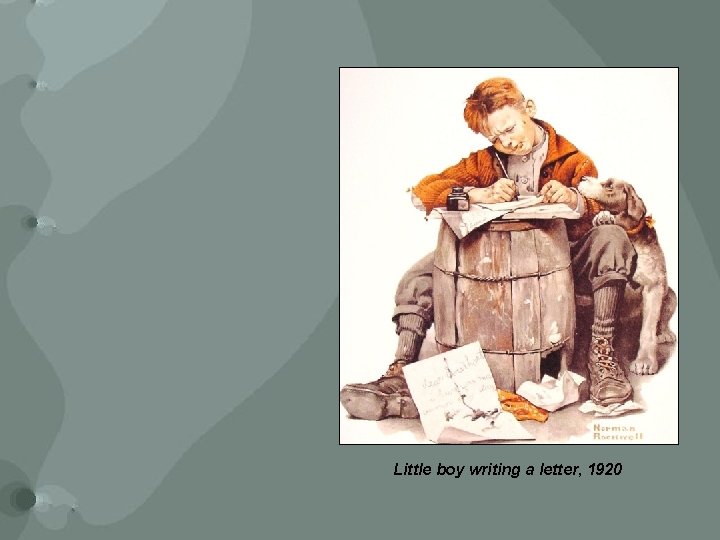 Little boy writing a letter, 1920 Little boy writing a letter, 1920