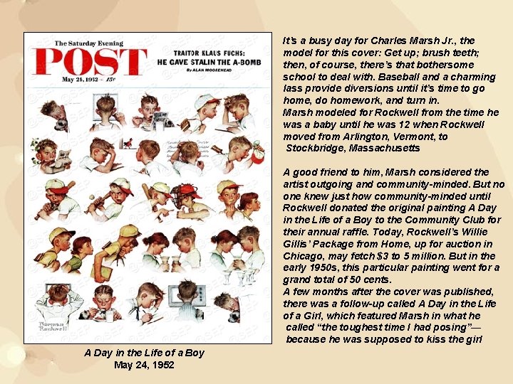 It’s a busy day for Charles Marsh Jr. , the model for this cover: It’s a busy day for Charles Marsh Jr. , the model for this cover: