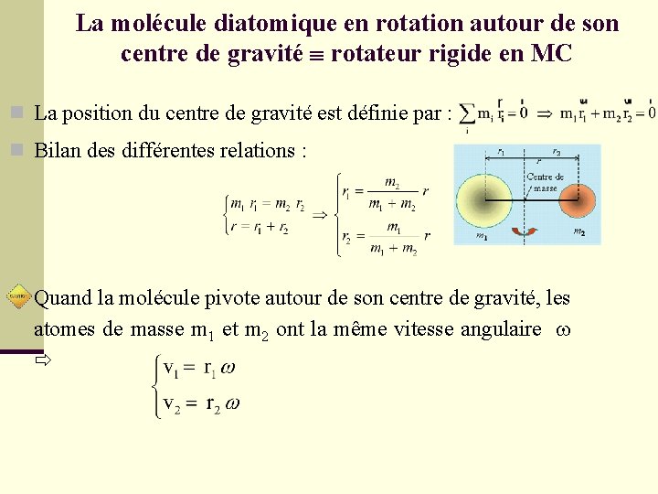 La molécule diatomique en rotation autour de son centre de gravité rotateur rigide en