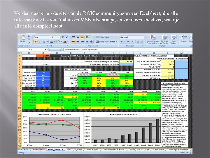 Verder staat er op de site van de ROICcommunity. com een Exelsheet, die alle