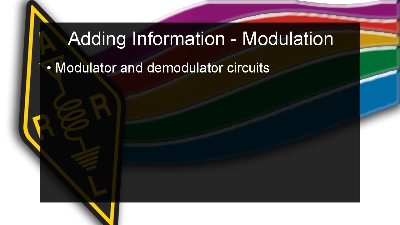 Adding Information - Modulation • Modulator and demodulator circuits 