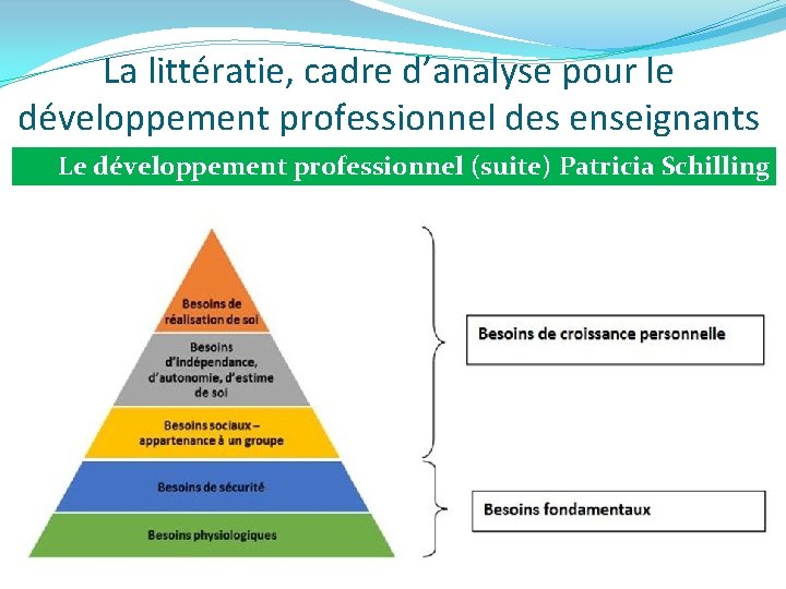 La littératie, cadre d’analyse pour le développement professionnel des enseignants Le développement professionnel (suite)