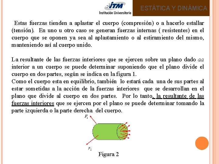 ESTÁTICA Y DINÁMICA Estas fuerzas tienden a aplastar el cuerpo (compresión) o a hacerlo