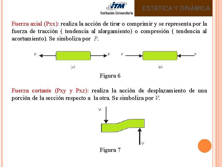 ESTÁTICA Y DINÁMICA Fuerza axial (Pxx): realiza la acción de tirar o comprimir y