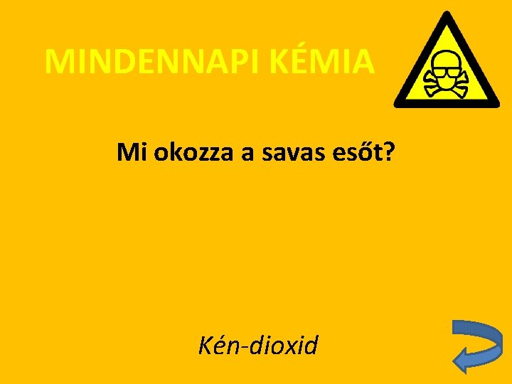 MINDENNAPI KÉMIA Mi okozza a savas esőt? Kén-dioxid 