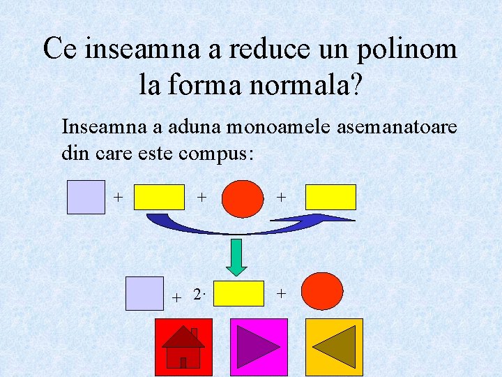 Ce inseamna a reduce un polinom la forma normala? Inseamna a aduna monoamele asemanatoare