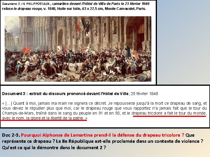 Document 2 : H. PHILIPPOTEAUX , Lamartine devant l’Hôtel de Ville de Paris le