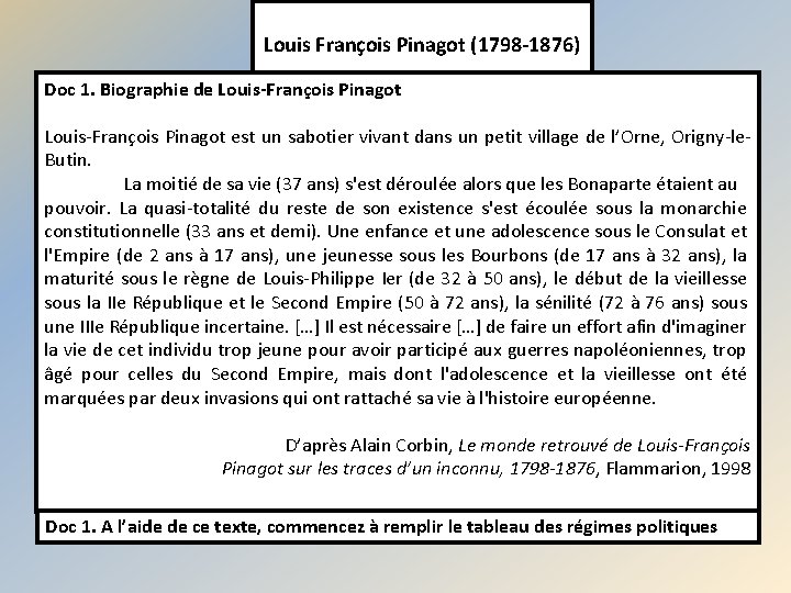  Louis François Pinagot (1798 -1876) Doc 1. Biographie de Louis-François Pinagot est un