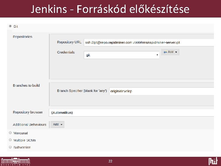 Jenkins - Forráskód előkészítése 22 