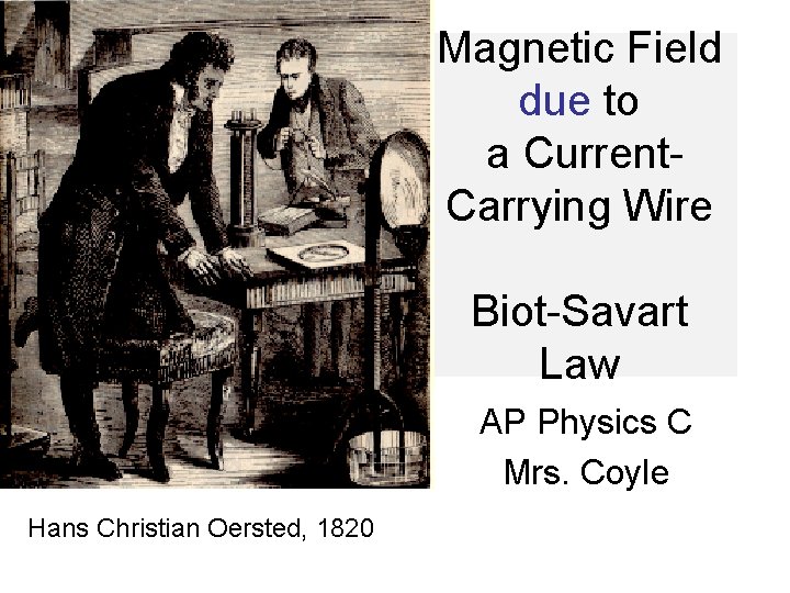 Magnetic Field due to a Current. Carrying Wire Biot-Savart Law AP Physics C Mrs.