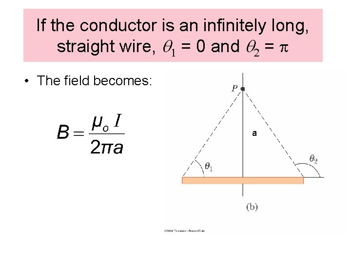 If the conductor is an infinitely long, straight wire, q 1 = 0 and