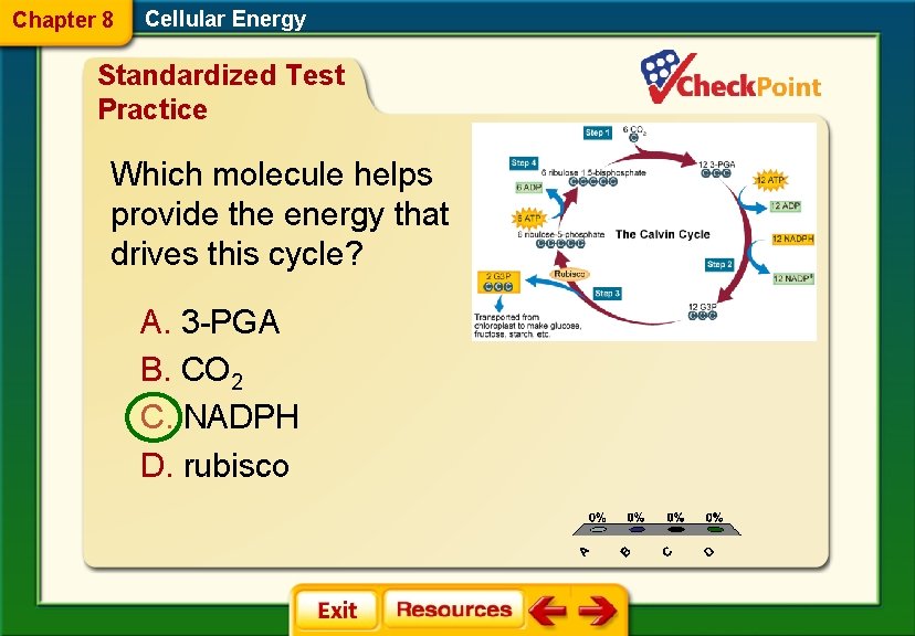 Chapter 8 Cellular Energy Standardized Test Practice Which molecule helps provide the energy that