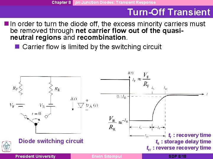 Chapter 8 pn Junction Diodes: Transient Response Turn-Off Transient n In order to turn