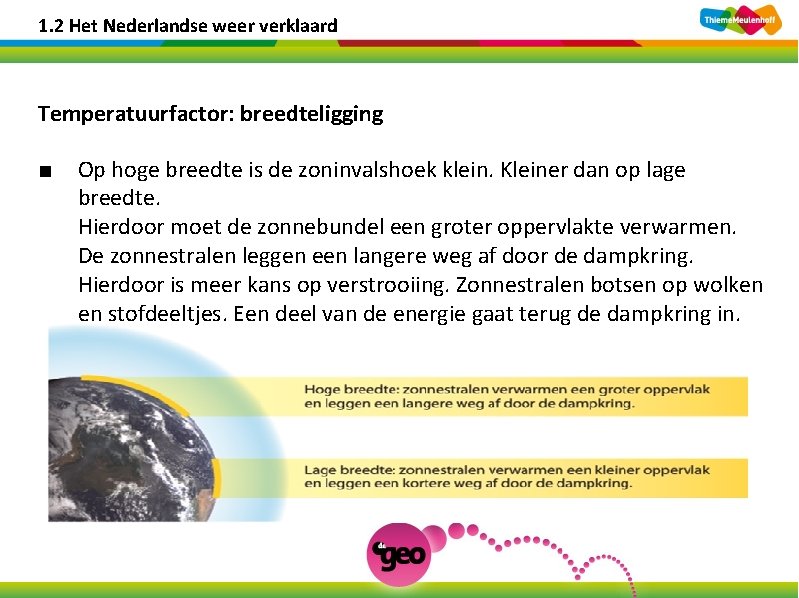 1. 2 Het Nederlandse weer verklaard Temperatuurfactor: breedteligging ■ Op hoge breedte is de