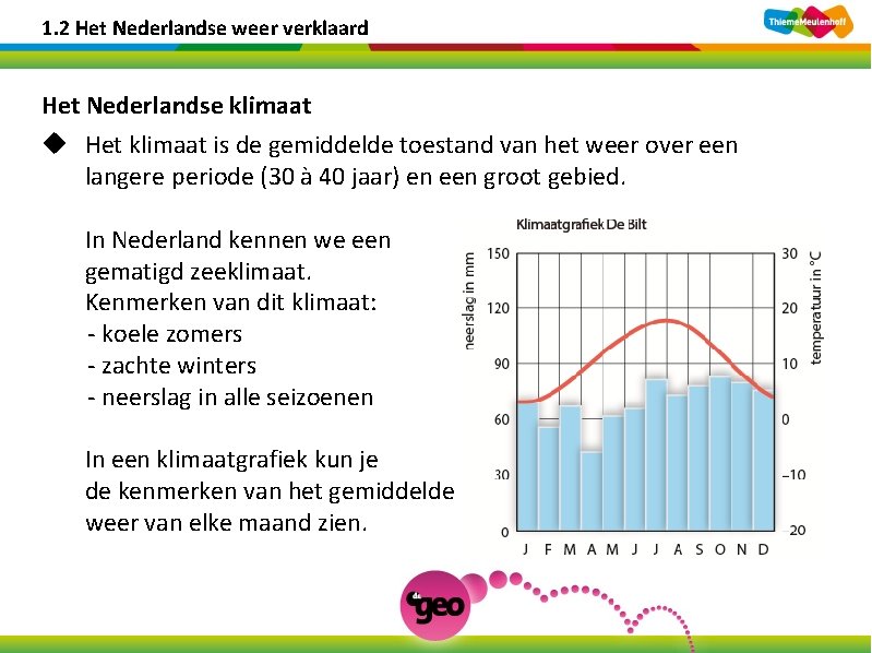 1. 2 Het Nederlandse weer verklaard Het Nederlandse klimaat u Het klimaat is de
