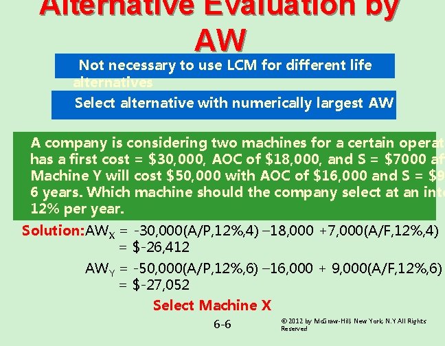 Alternative Evaluation by AW Not necessary to use LCM for different life alternatives Select Alternative Evaluation by AW Not necessary to use LCM for different life alternatives Select