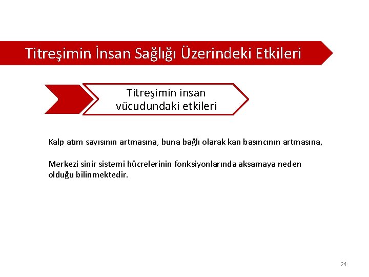  Titreşimin İnsan Sağlığı Üzerindeki Etkileri Titreşimin insan vücudundaki etkileri Kalp atım sayısının artmasına,