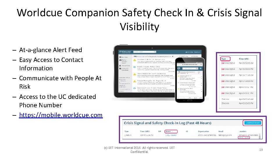 Worldcue Companion Safety Check In & Crisis Signal Visibility – At-a-glance Alert Feed –