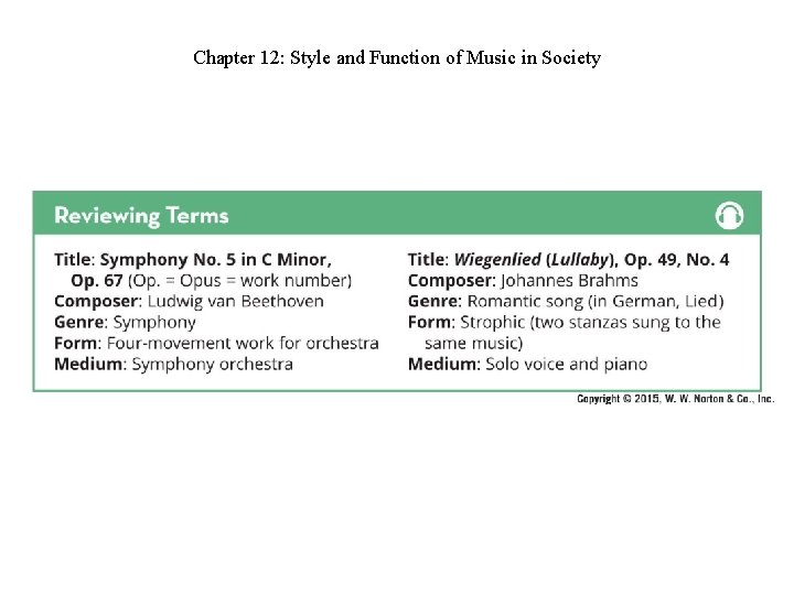 Chapter 12: Style and Function of Music in Society Chapter 12: Style and Function of Music in Society