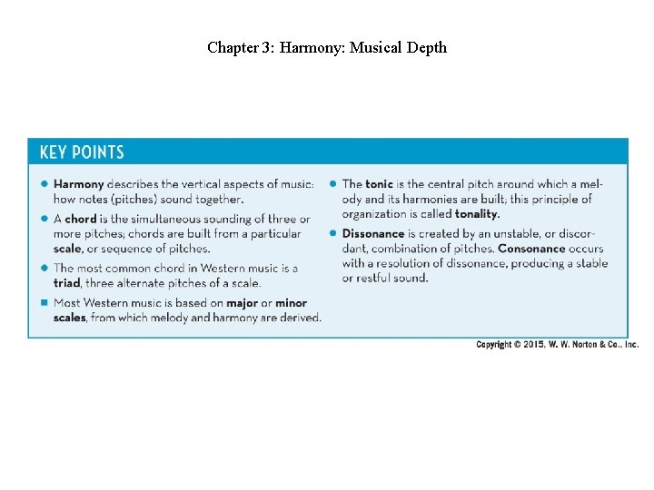 Chapter 3: Harmony: Musical Depth Chapter 3: Harmony: Musical Depth
