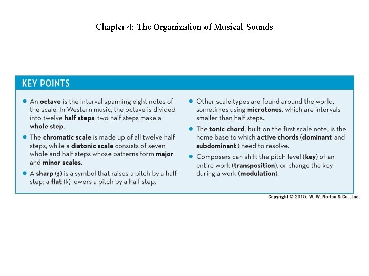 Chapter 4: The Organization of Musical Sounds Chapter 4: The Organization of Musical Sounds