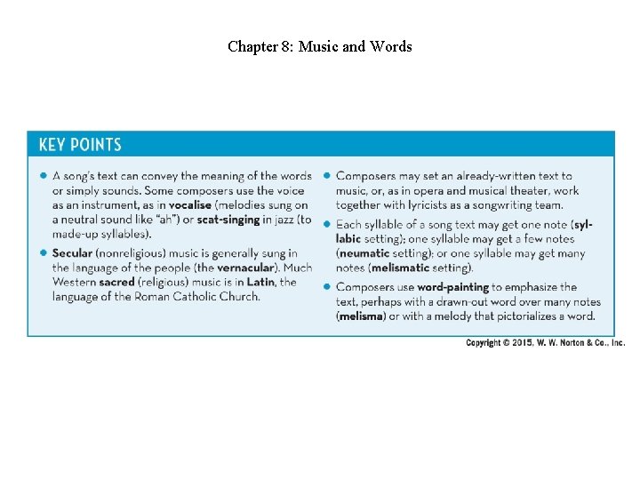 Chapter 8: Music and Words Chapter 8: Music and Words