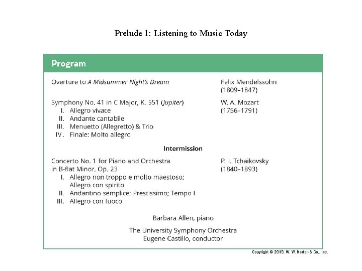 Prelude 1: Listening to Music Today Prelude 1: Listening to Music Today