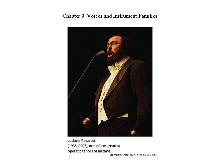 Chapter 9: Voices and Instrument Families Chapter 9: Voices and Instrument Families